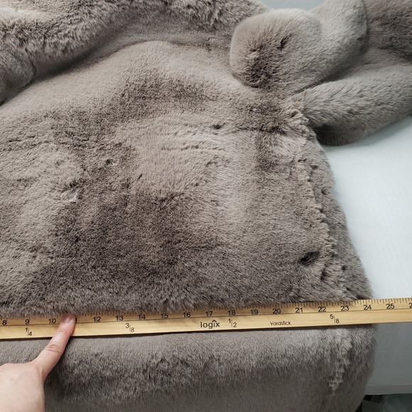 HM Fuzzy Faux Fur Long Coat Womens Large Party Gray Statement Oversized Jacket - Picture 7 of 16